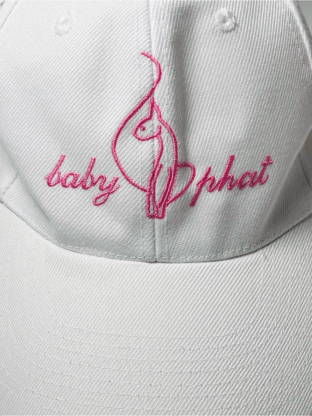 Y2K Baby Phat Baseball Cap Hat White Pink Embroidered Cat Logo Adjustable - Picture 2 of 8